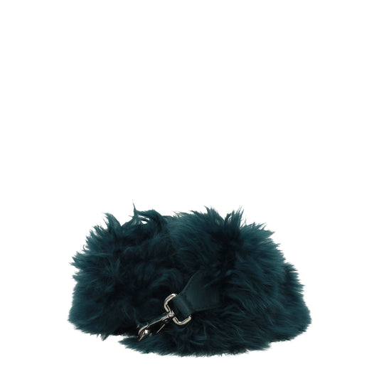 Fendi Green Alpaca Shoulder Strap