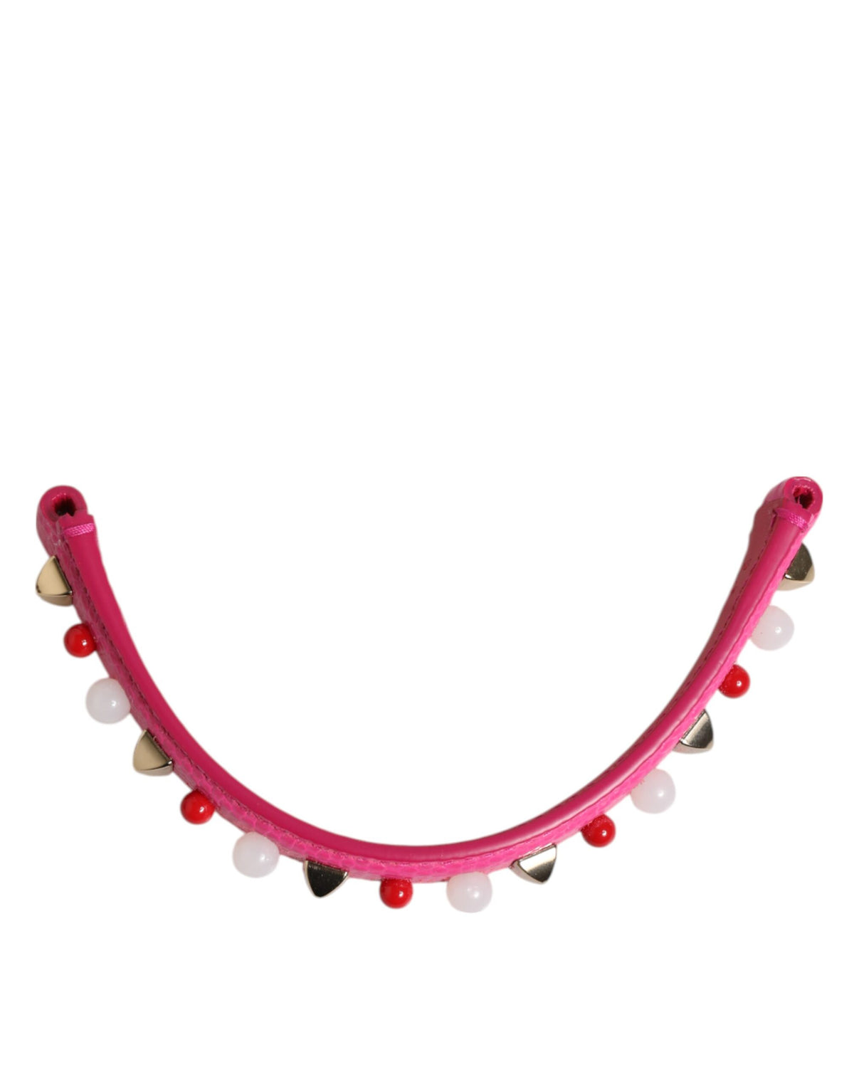 Dolce & Gabbana Pink Embellished Calf Leather Bag Strap