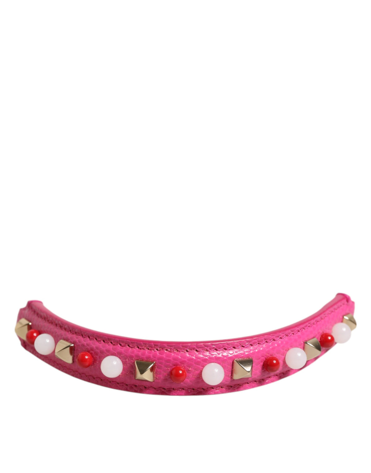 Dolce & Gabbana Pink Embellished Calf Leather Bag Strap