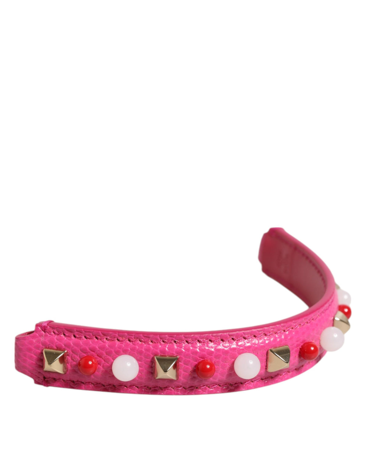 Dolce & Gabbana Pink Embellished Calf Leather Bag Strap