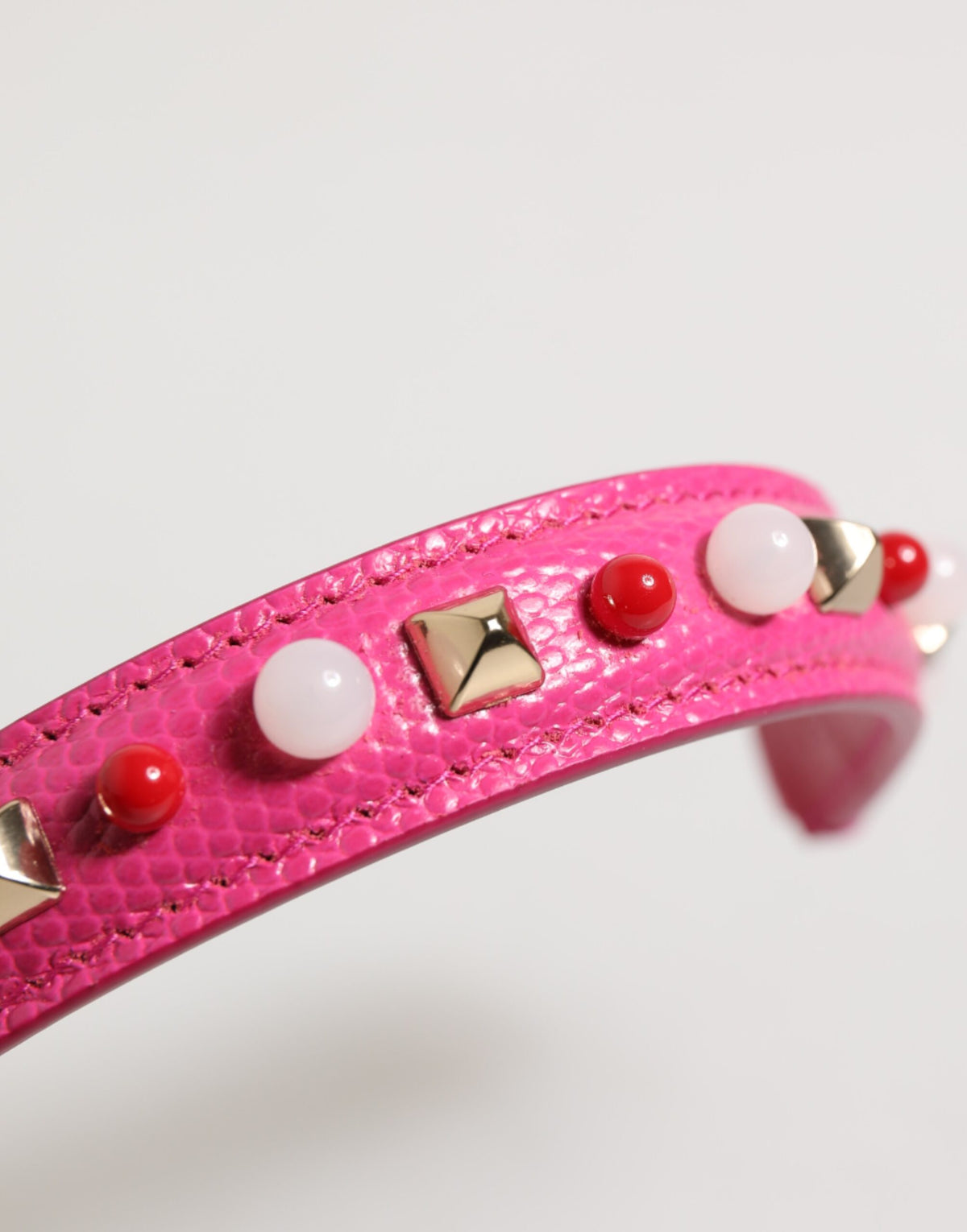 Dolce & Gabbana Pink Embellished Calf Leather Bag Strap