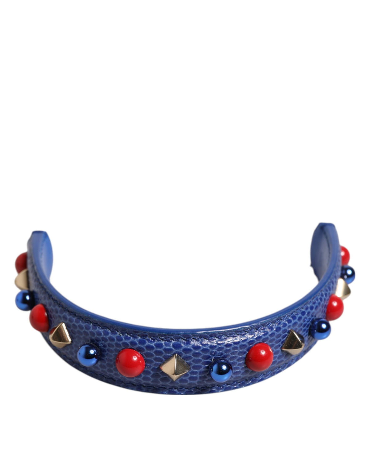 Dolce & Gabbana Blue Embellished Calf Leather Bag Strap