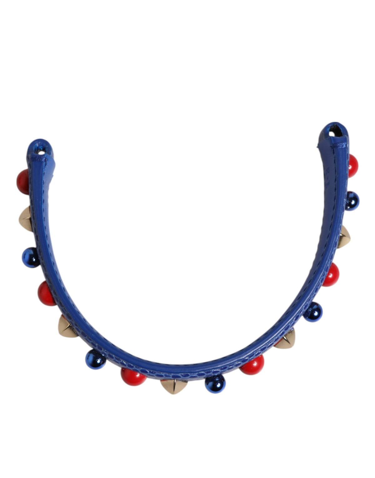 Dolce & Gabbana Blue Embellished Calf Leather Bag Strap