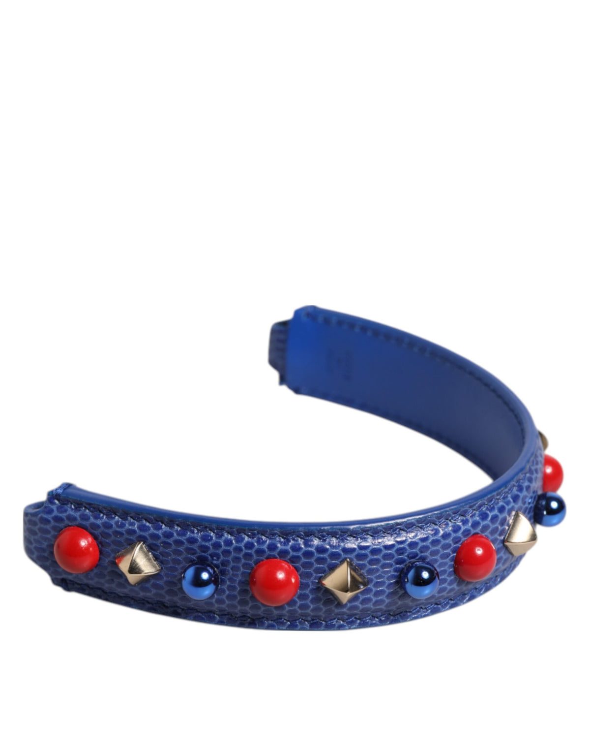 Dolce & Gabbana Blue Embellished Calf Leather Bag Strap