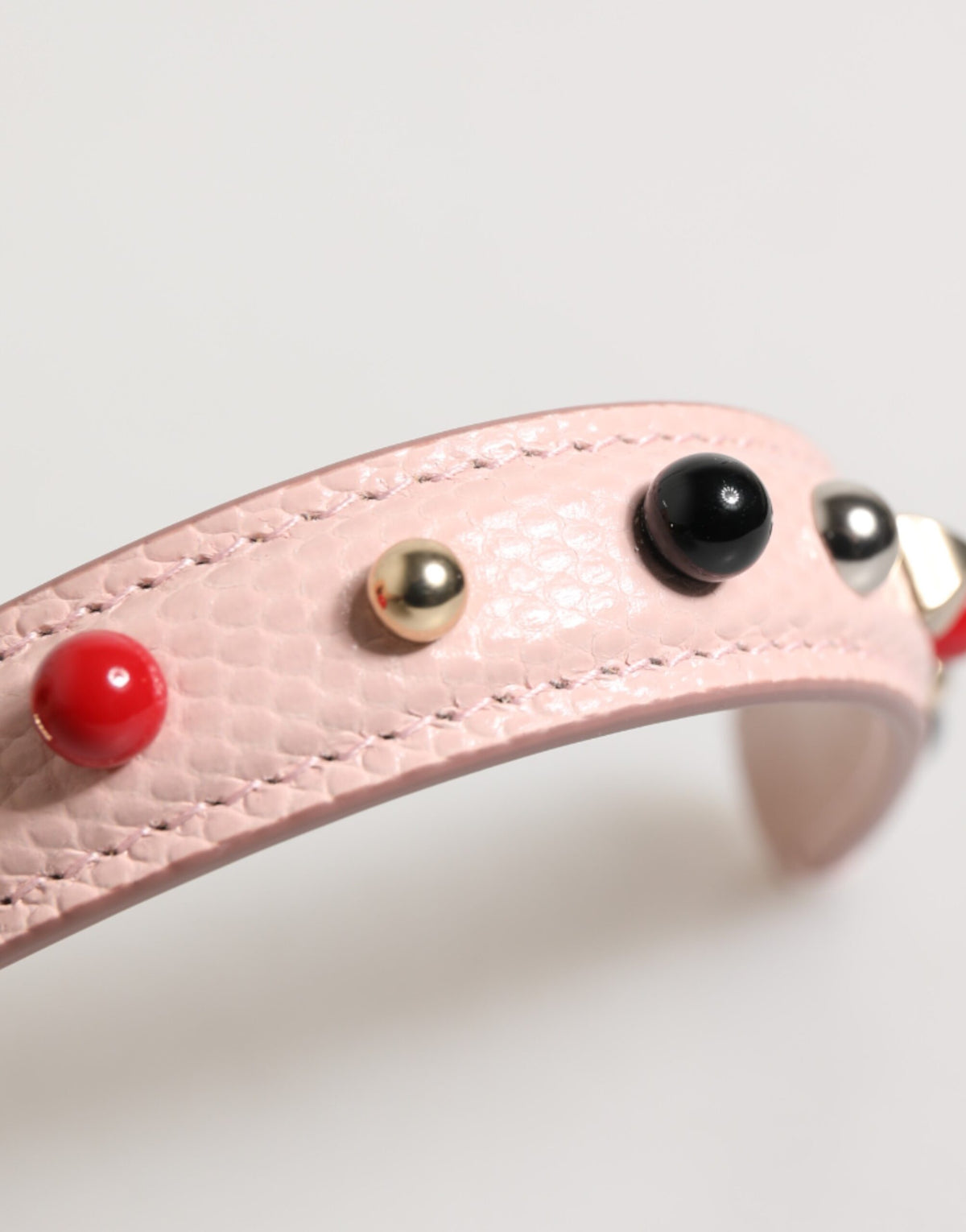 Dolce & Gabbana Light Pink Embellished Calf Leather Bag Strap