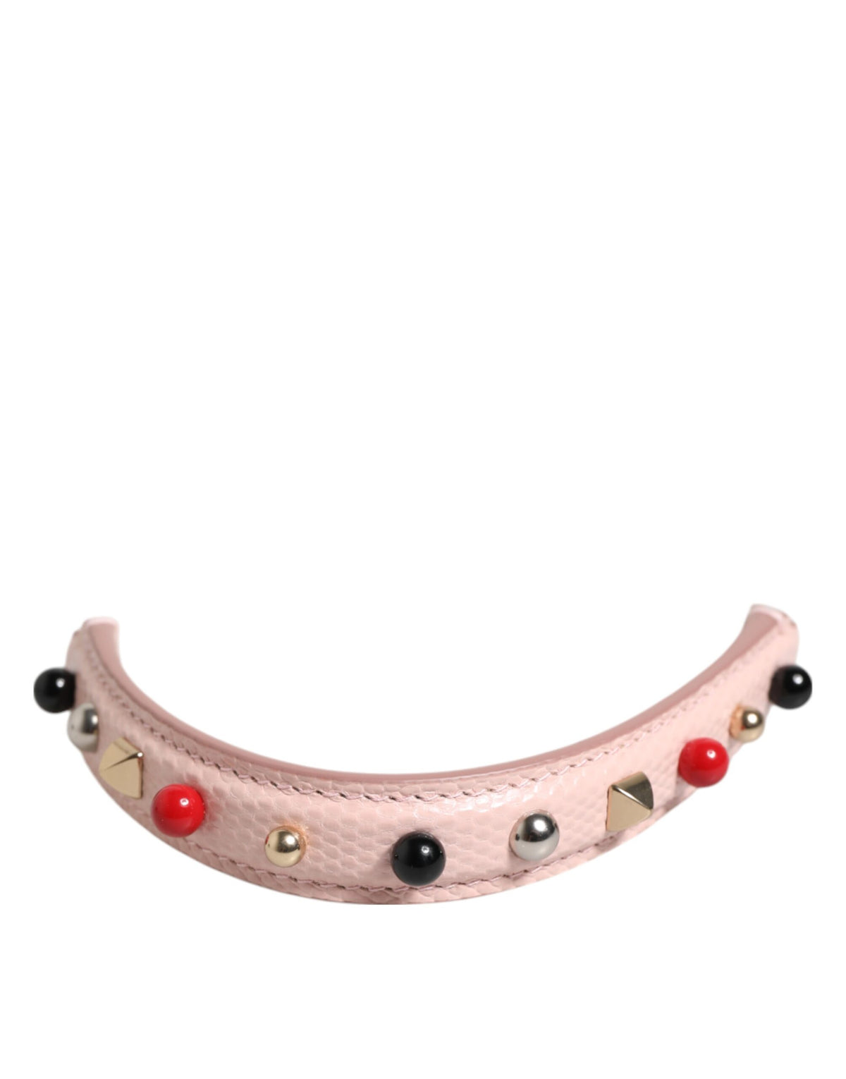 Dolce & Gabbana Light Pink Embellished Calf Leather Bag Strap