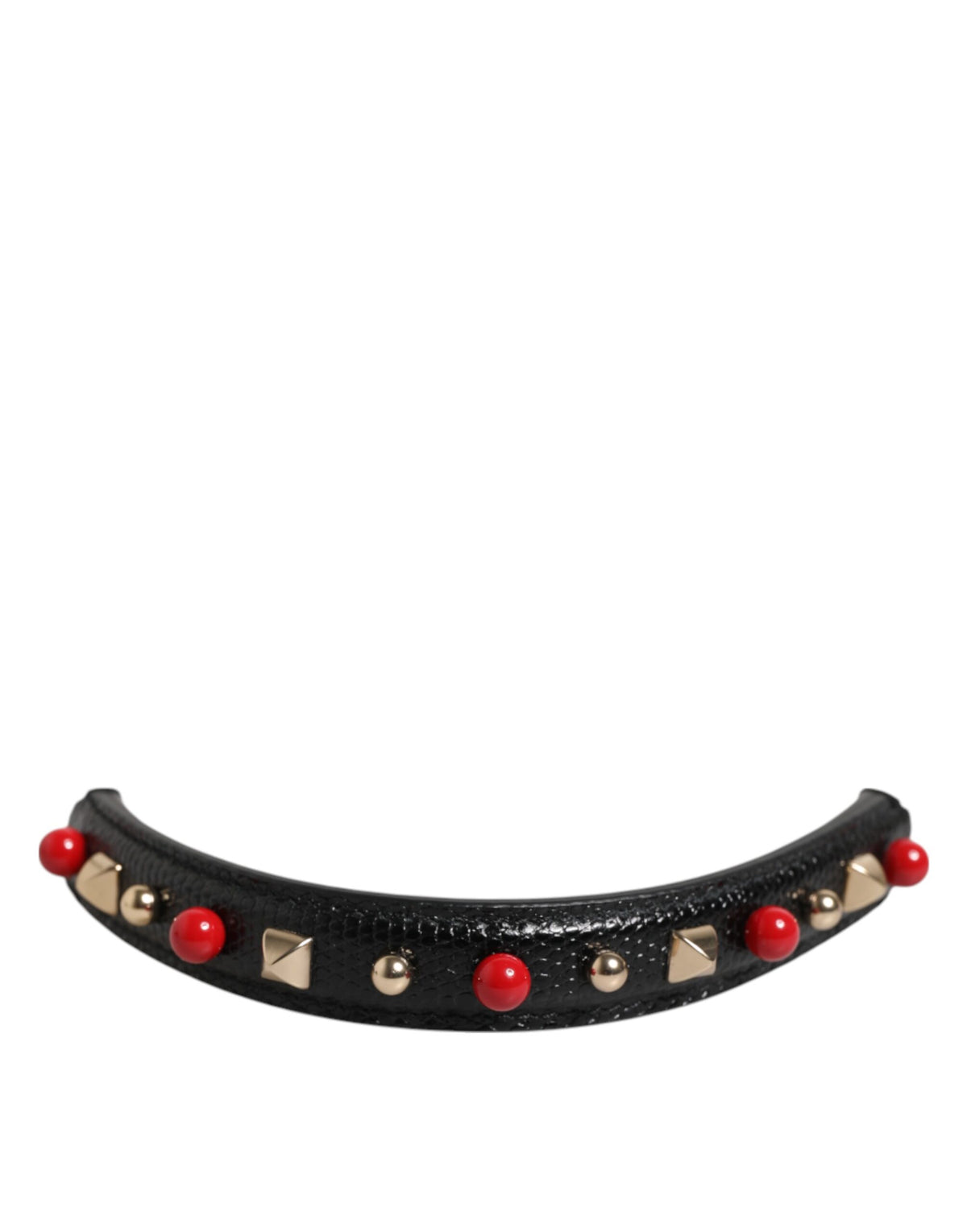 Dolce & Gabbana Black Embellished Calf Leather Bag Strap