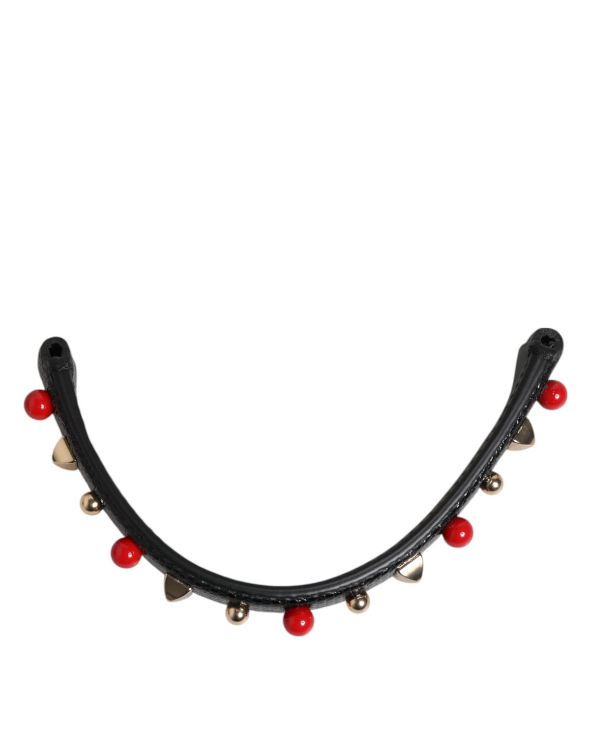 Dolce & Gabbana Black Embellished Calf Leather Bag Strap