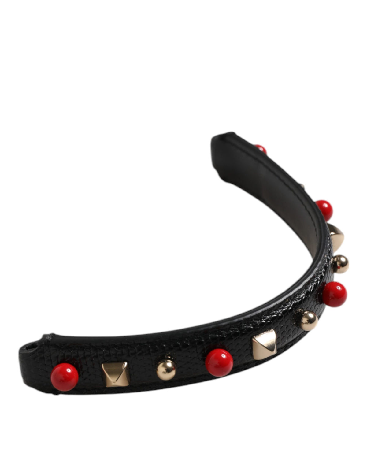 Dolce & Gabbana Black Embellished Calf Leather Bag Strap