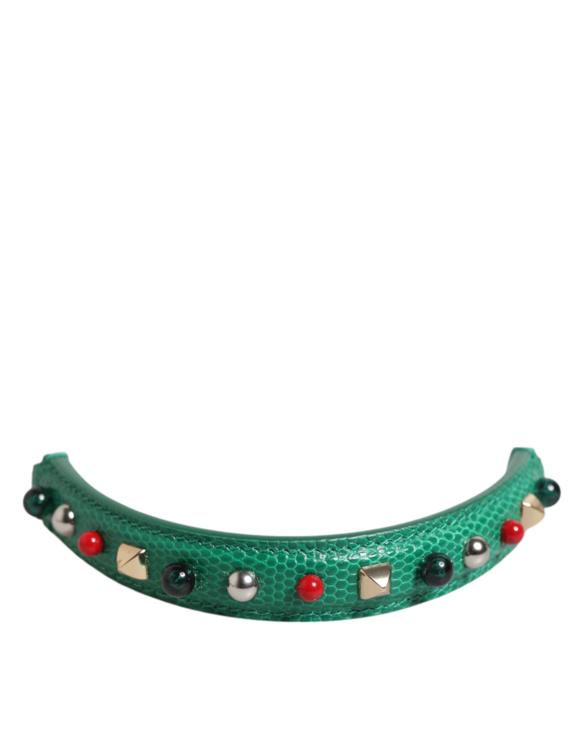 Dolce & Gabbana Green Embellished Calf Leather Bag Strap