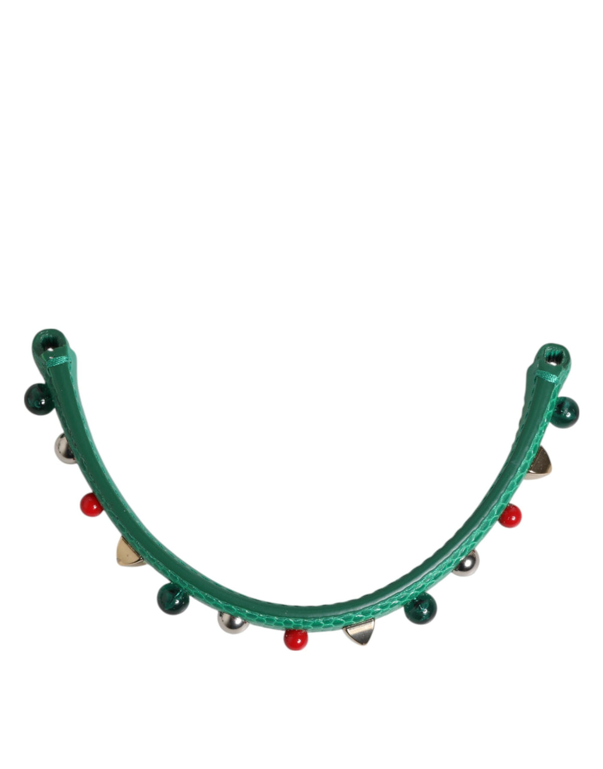 Dolce & Gabbana Green Embellished Calf Leather Bag Strap