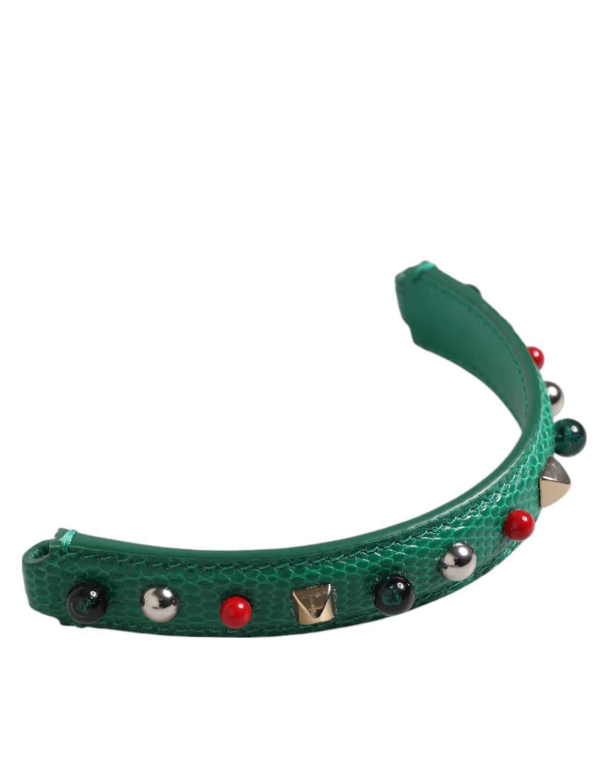 Dolce & Gabbana Green Embellished Calf Leather Bag Strap