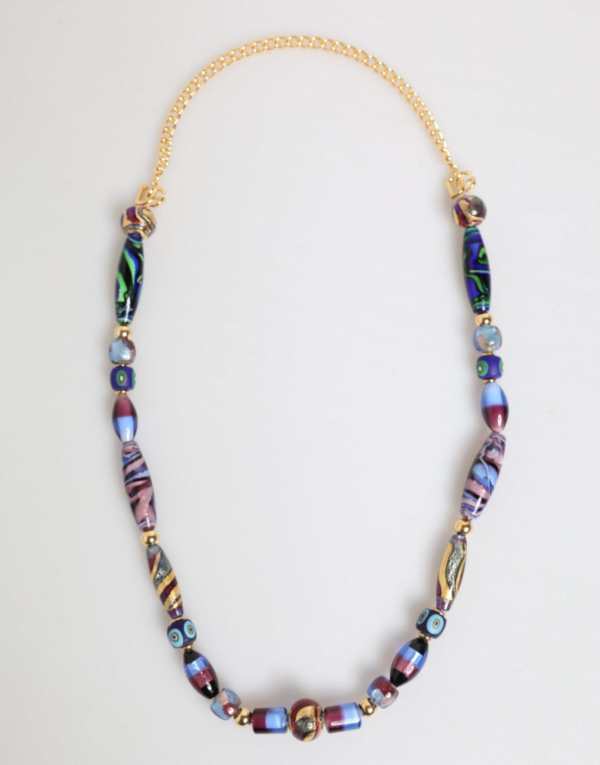 Dolce & Gabbana Multicolor Murano Glass Bead & Gold-Tone Chain Necklace