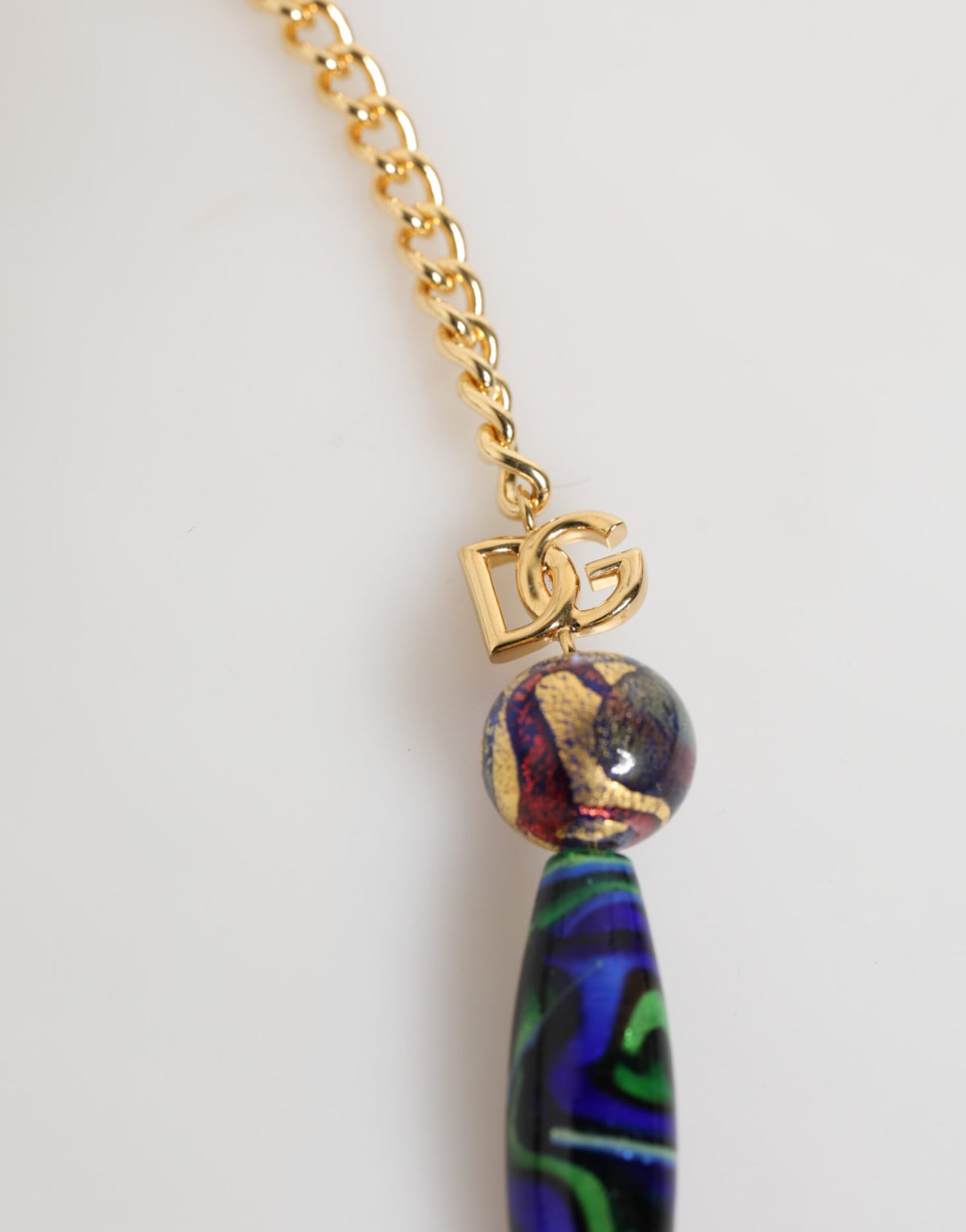 Dolce & Gabbana Multicolor Murano Glass Bead & Gold-Tone Chain Necklace