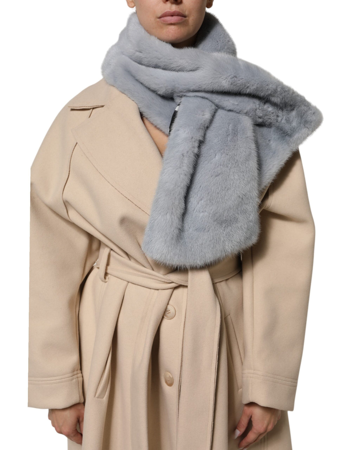 Dolce & Gabbana Powder Blue Mink Fur Collar