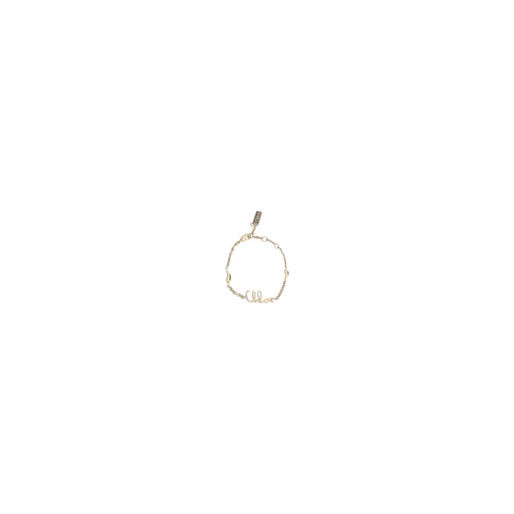 Chloé Iconic Vintage Gold Brass Logo Bracelet
